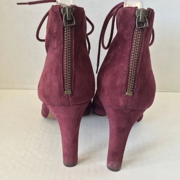 NINE WEST FRETABL BURGUNDY HEELS LACE UP ZIPPER SIZE 8.5 - Picture 13 of 15